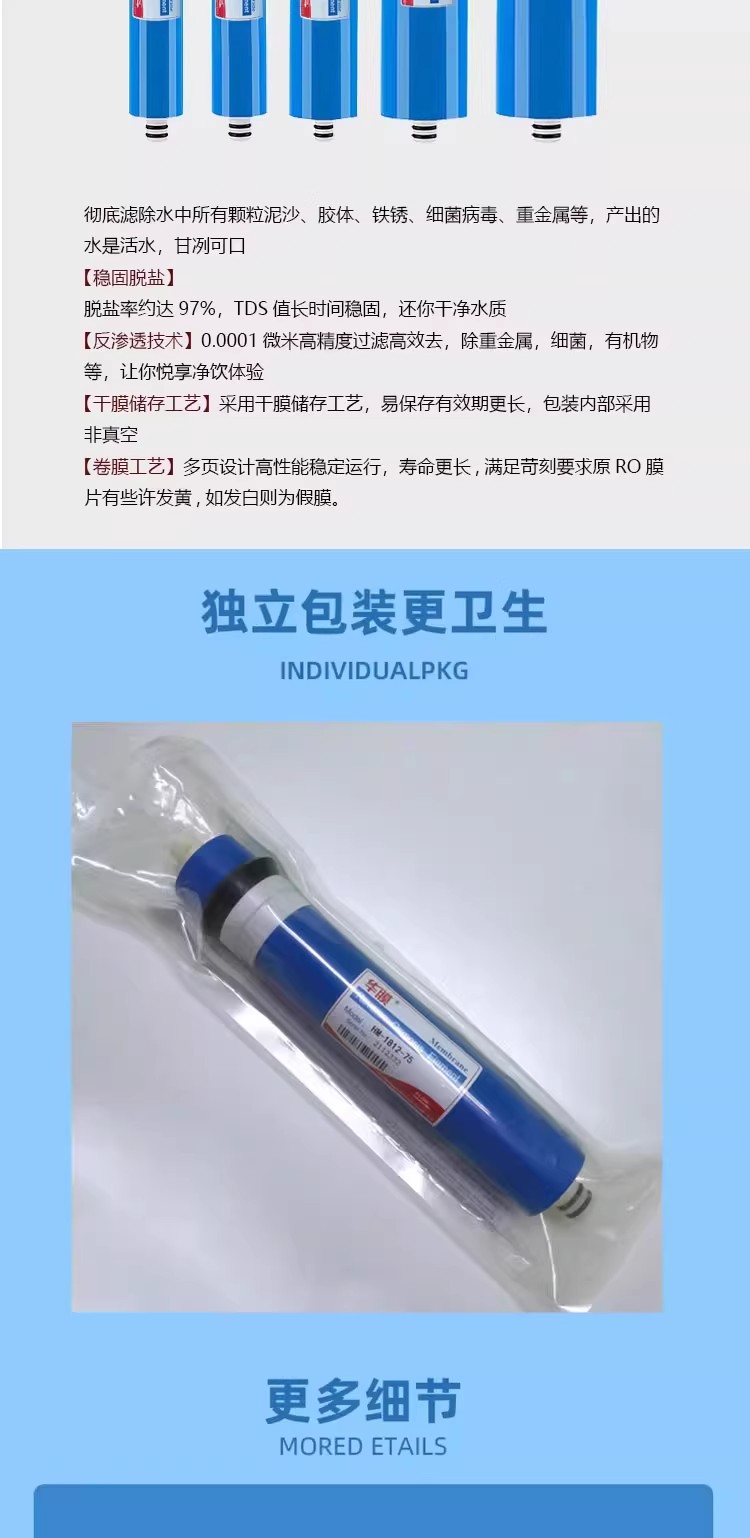 家用凈水器RO反滲透膜濾芯全屋商用純水直飲水機(jī)凈水機(jī)通用過(guò)濾器