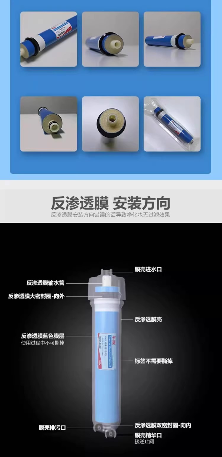 家用凈水器RO反滲透膜濾芯全屋商用純水直飲水機(jī)凈水機(jī)通用過(guò)濾器