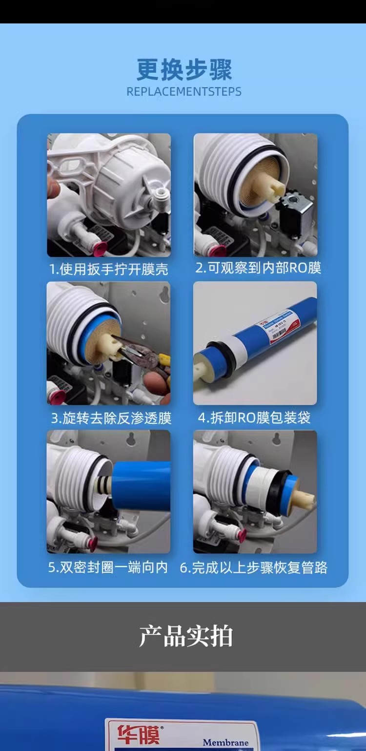 家用凈水器RO反滲透膜濾芯全屋商用純水直飲水機(jī)凈水機(jī)通用過(guò)濾器