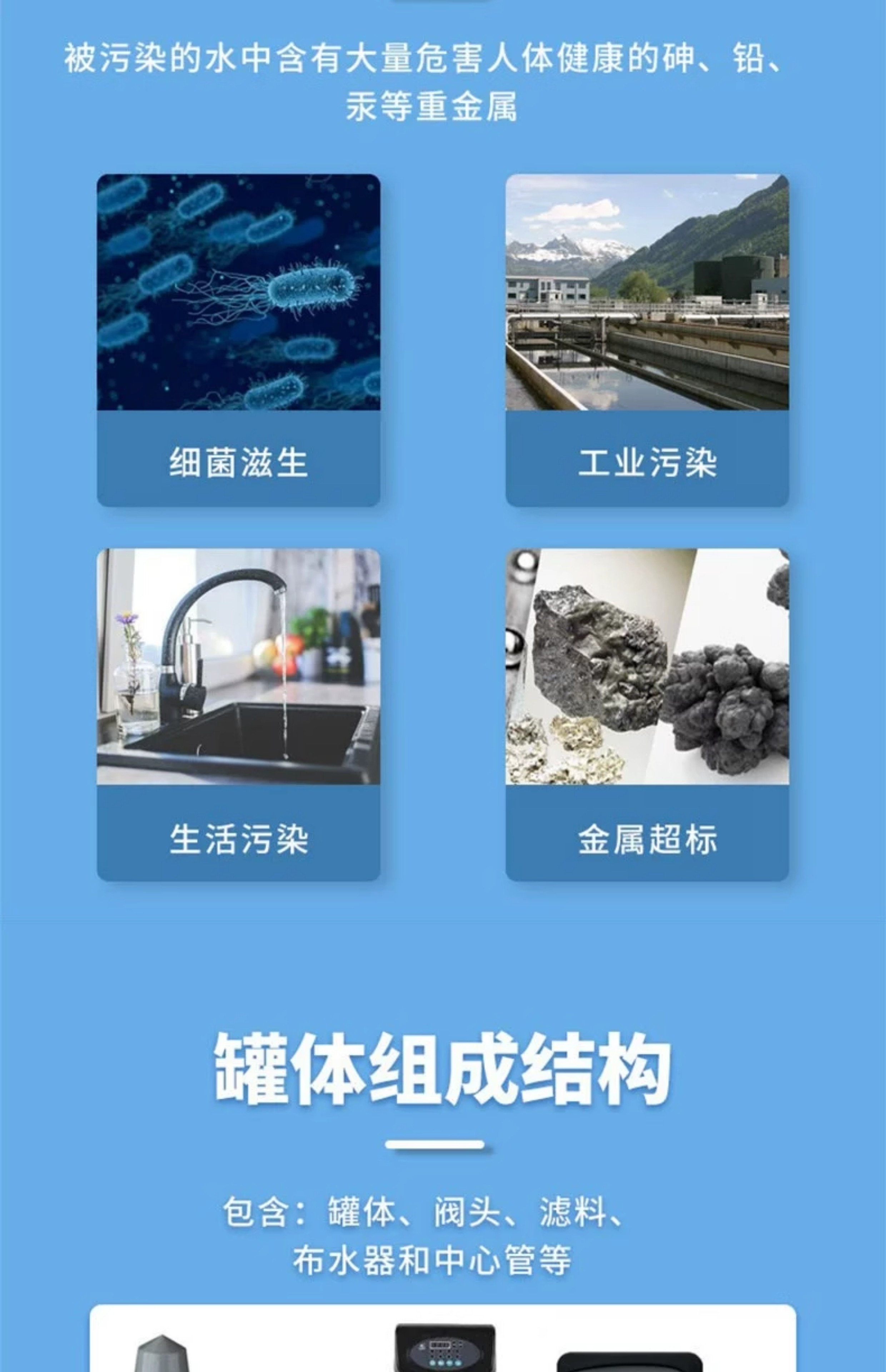 玻璃鋼罐樹脂罐石英砂活性炭過濾器井水地下水處理純水設(shè)備軟化罐