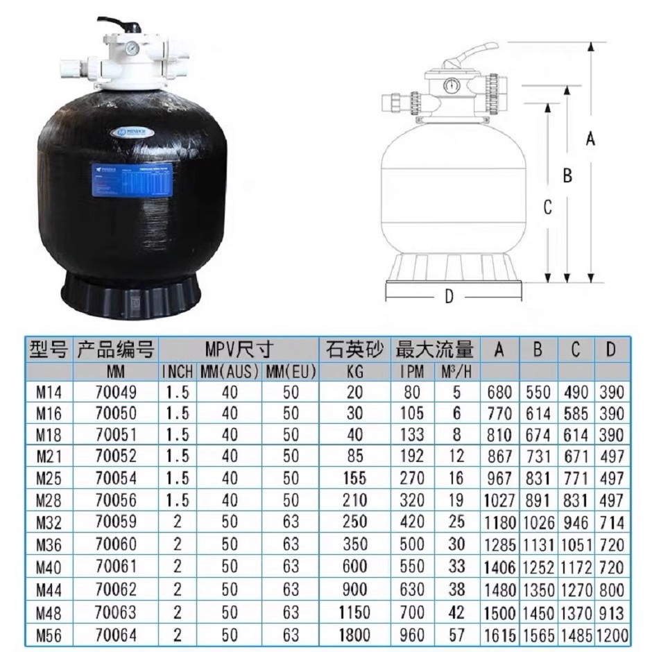 泳池沙缸過(guò)濾器游泳池循環(huán)系統(tǒng)砂缸凈水機(jī)大型戶外溫泉水處理專用